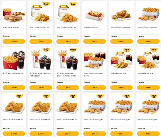 MCDONALDS GROUP MEALS PRICES 1 