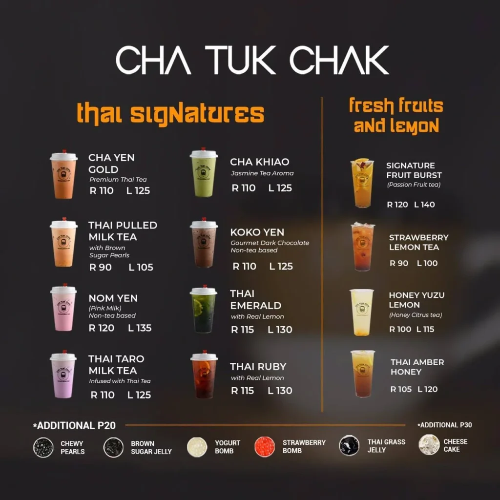 cha tuk chak menu