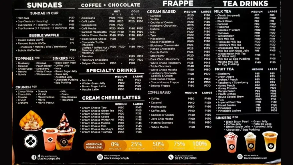 Detailed Black Scoop Menu