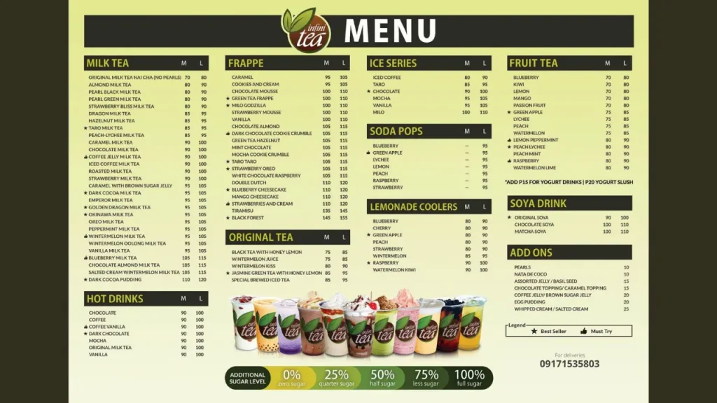 Detailed Infinitea Menu