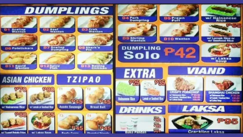 Detailed Paotsin Menu