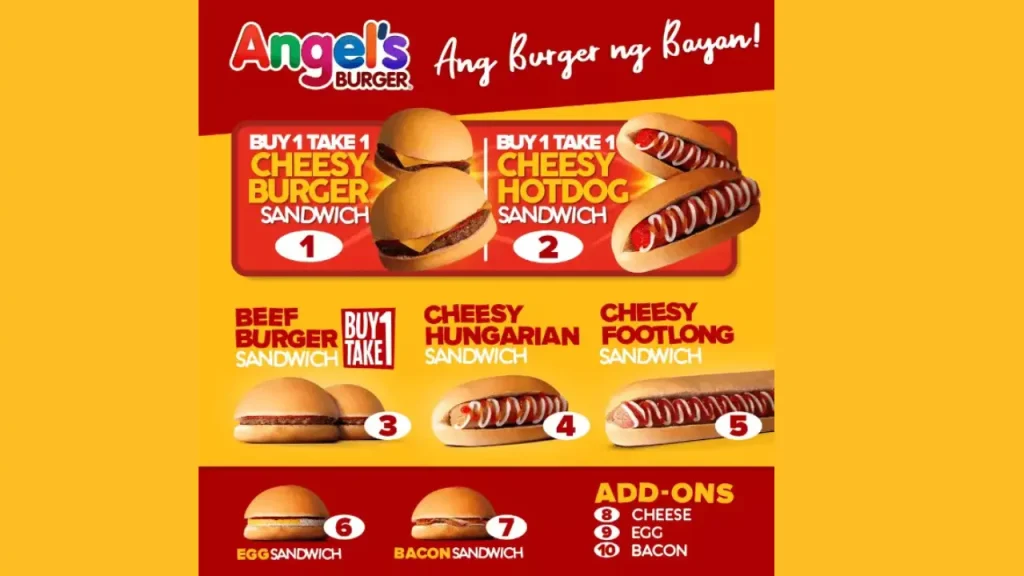 Hotdogs Angels Burger menu