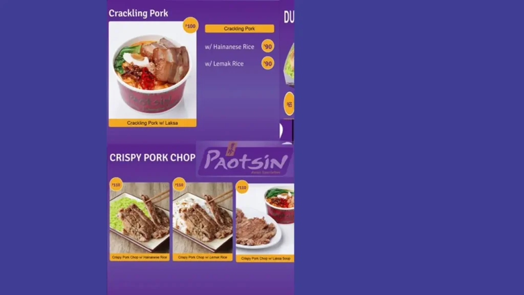 Meat Paotsin Menu