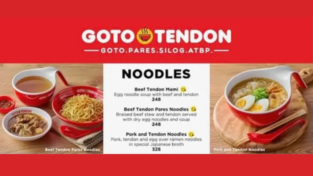 Noodle Goto Tendon Menu