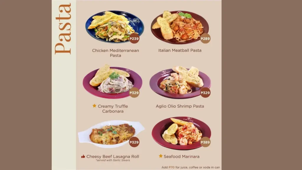 Pasta Cafe France Menu