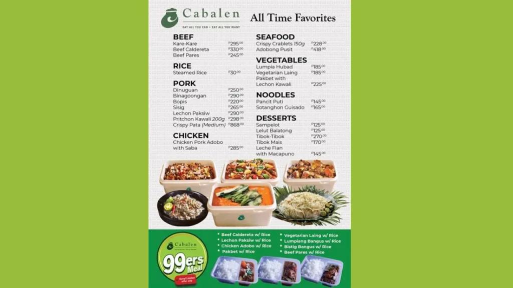 Popular Dishes Cabalen Menu