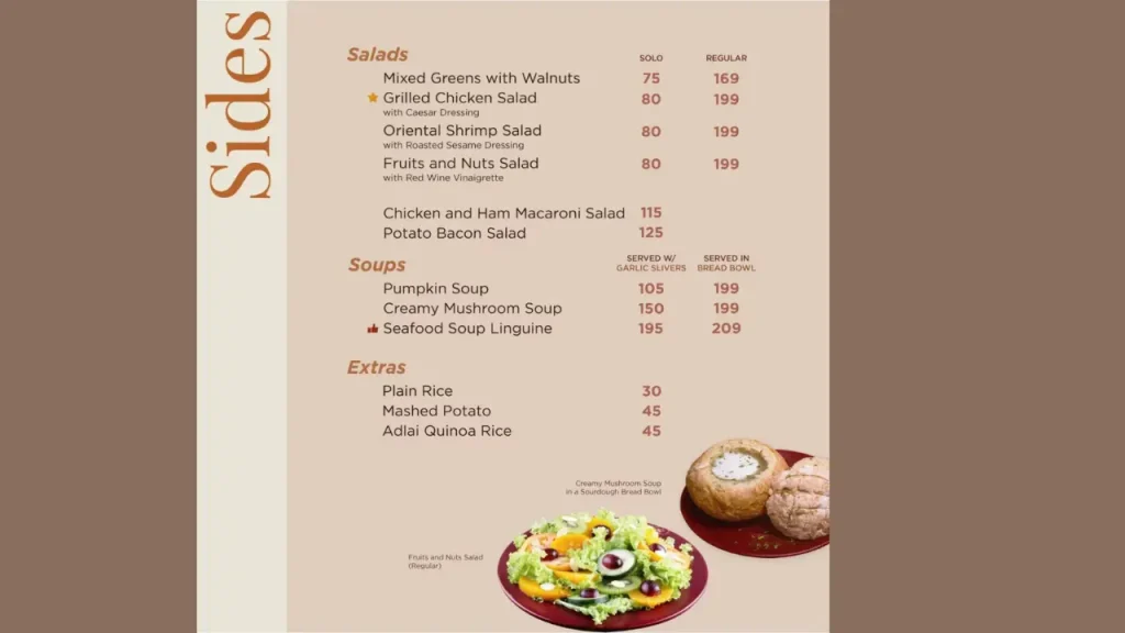 Sides Cafe France Menu