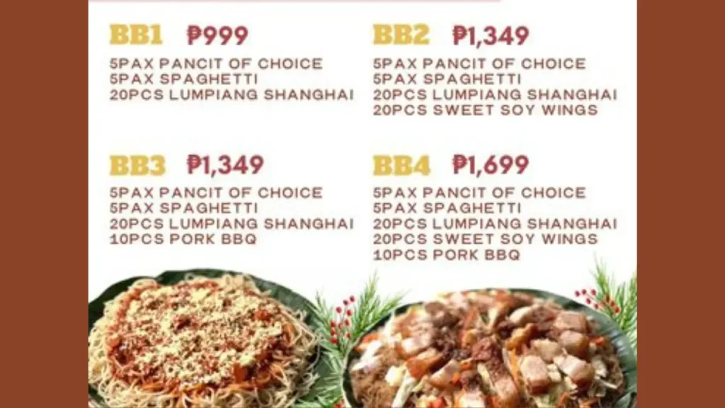 Signature Dishes Aling Banang Menu