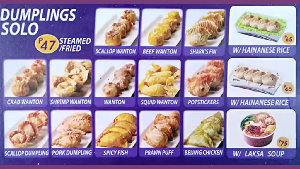 Signature Dumplings Paotsin Menu