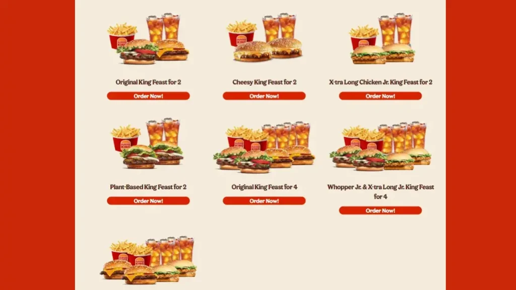 Classic Whopper Burger King Menu Prices